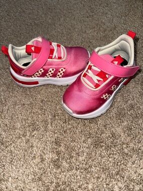 adidas Kids Hot Pink and White Velcro Athletic Sneakers